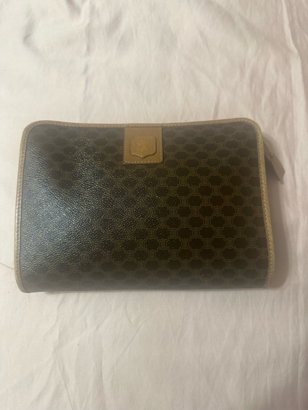 CELINE MACADAM PATTERN LEATHER CLUTCH